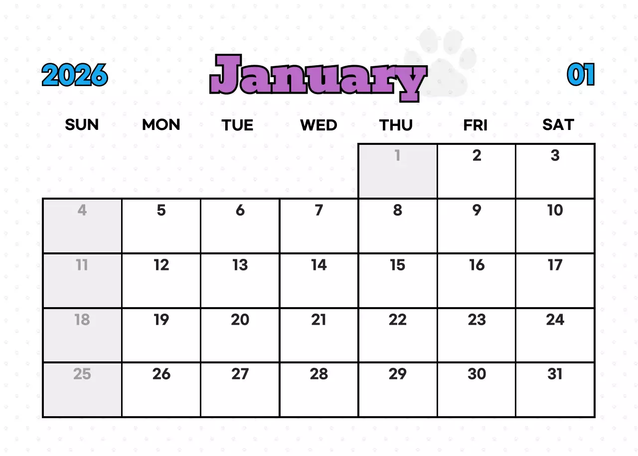 핑크 키치 고양이 캘린더