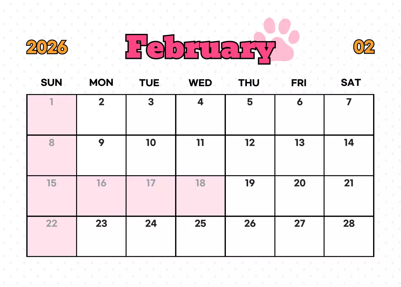 핑크 키치 고양이 캘린더