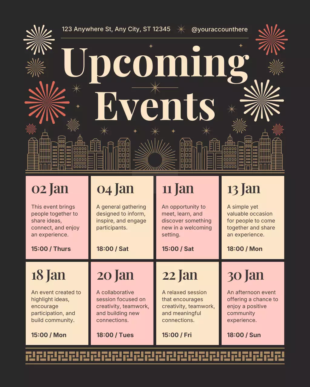 Beige Retro New Year Calendar Instagram Post