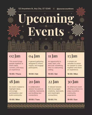 Beige Retro New Year Calendar Instagram Post