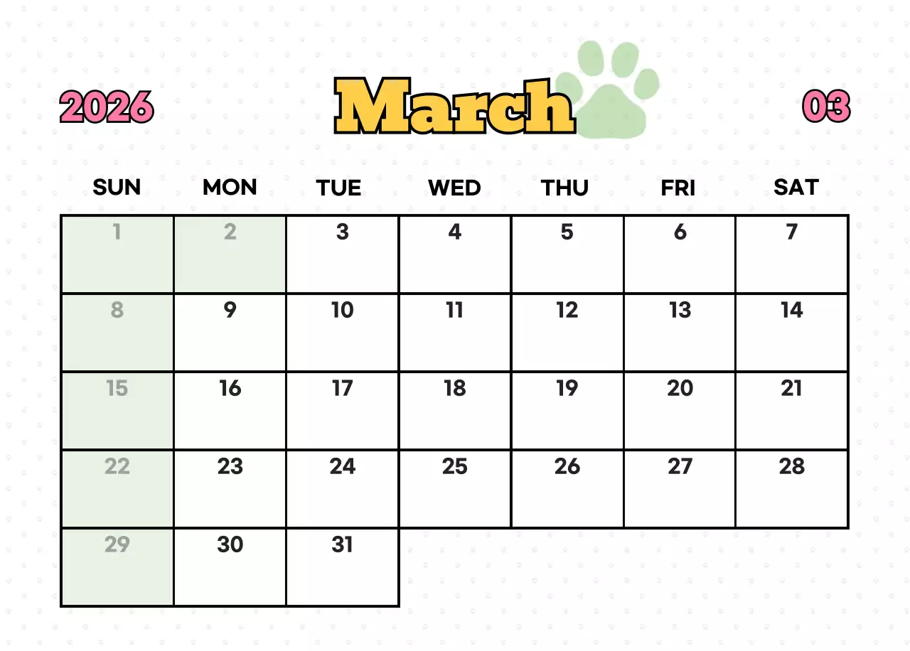 핑크 키치 고양이 캘린더