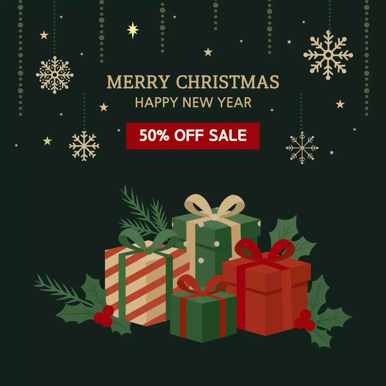 초록 심플 크리스마스 세일