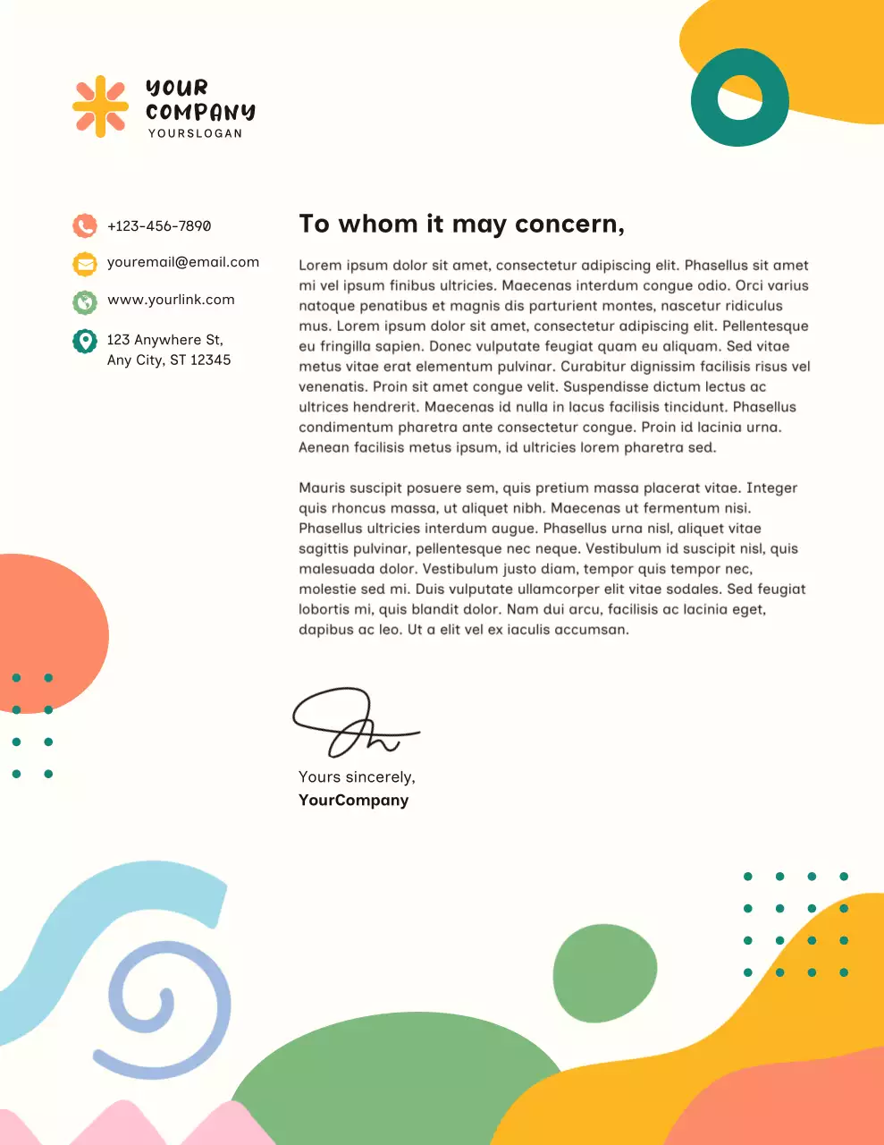 Colorful Minimal Business Letterhead