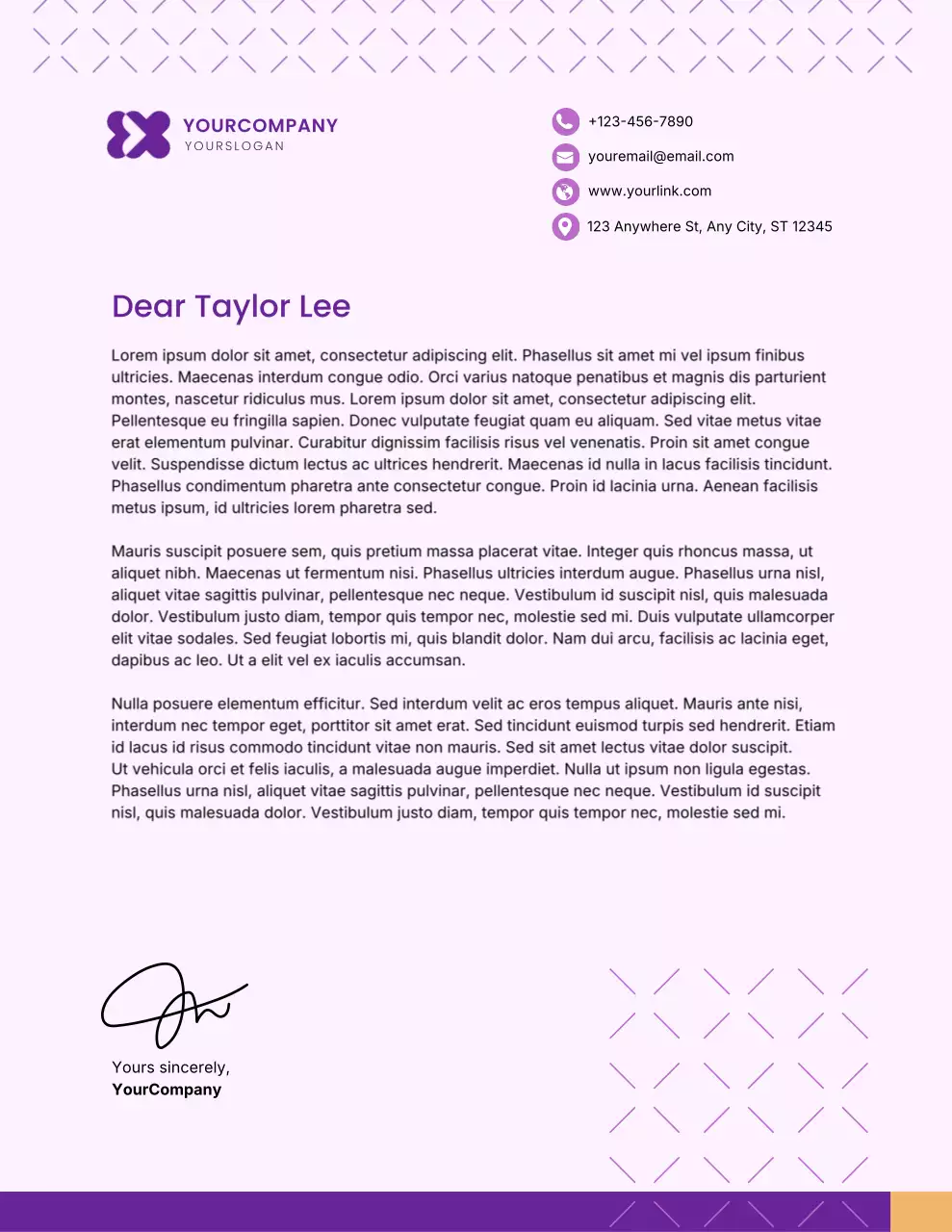 보라색 전문 비즈니스 편지지