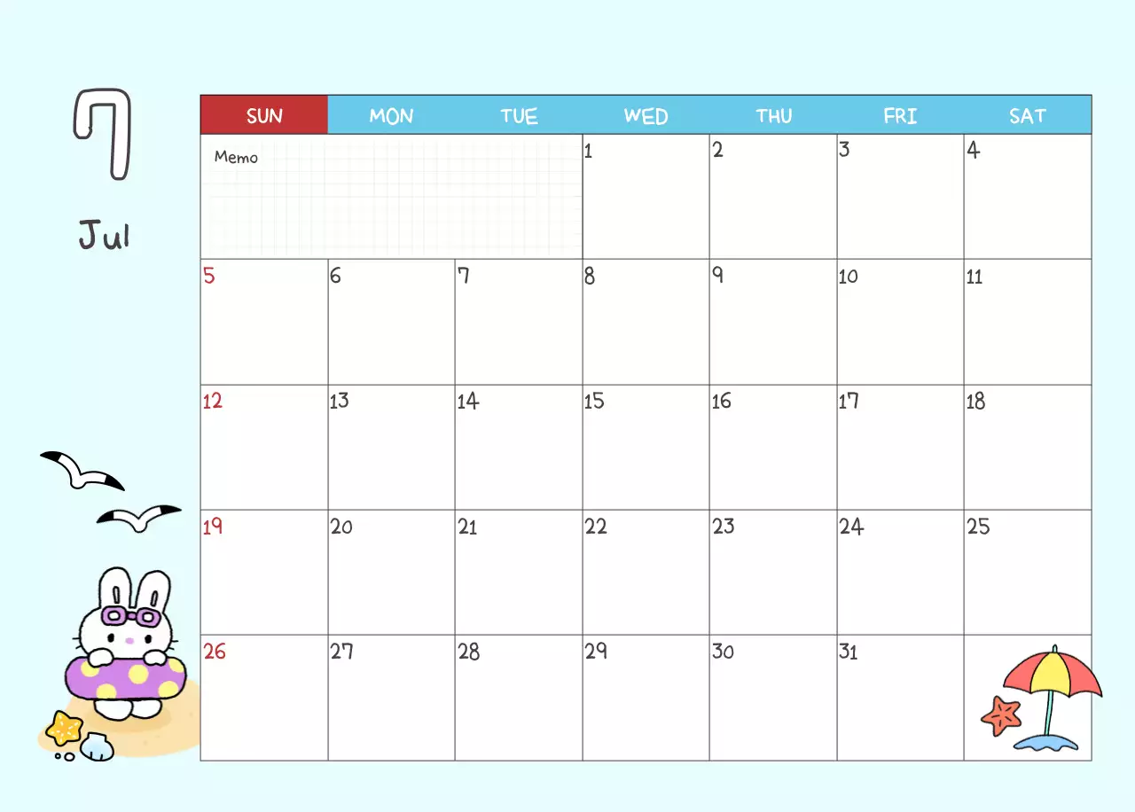 베이지 아기자기한 캘린더 달력