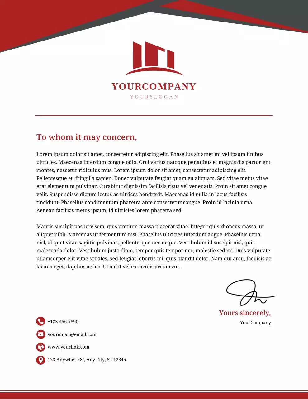 빨간색 전문 비즈니스 편지지