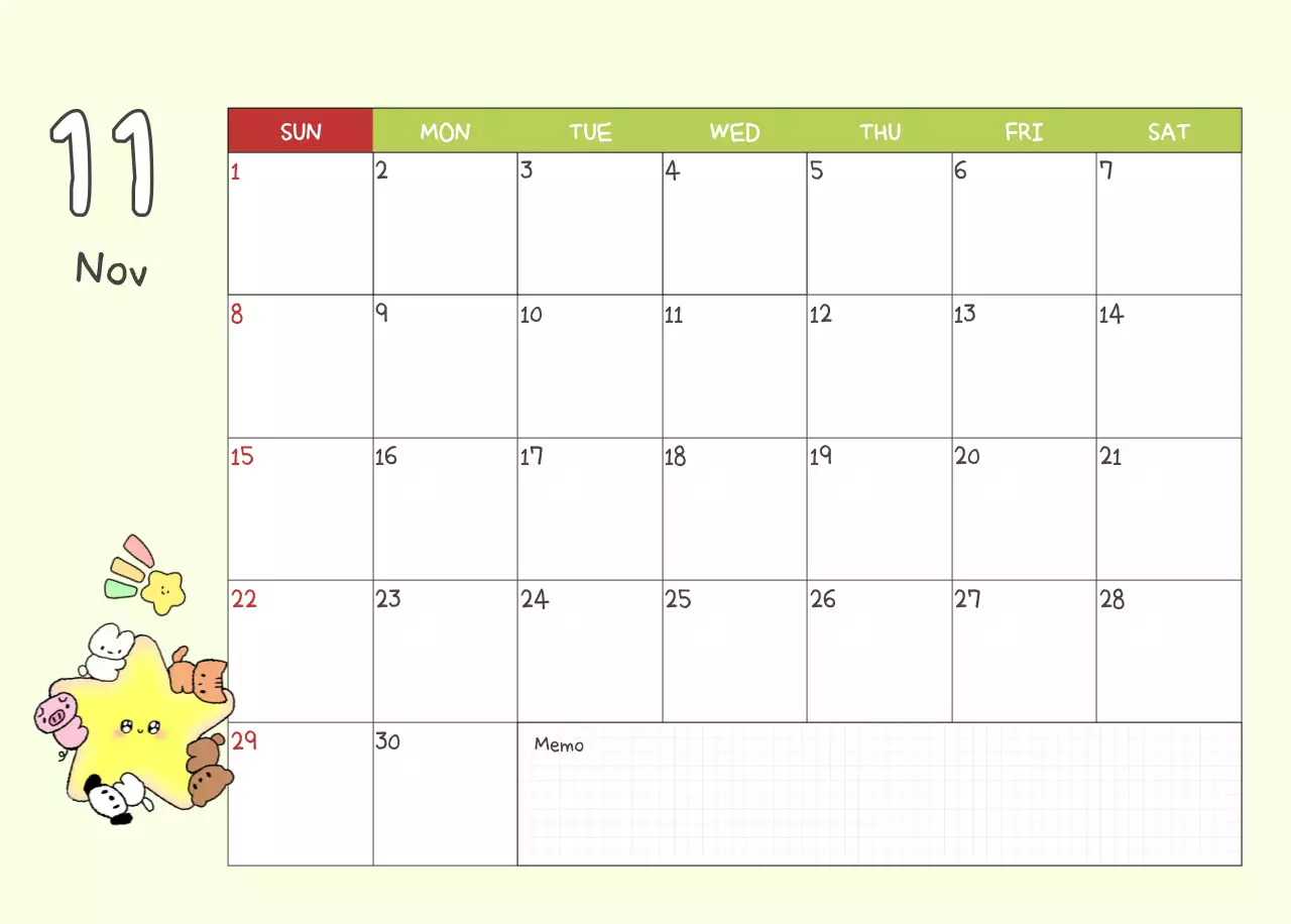 베이지 아기자기한 캘린더 달력