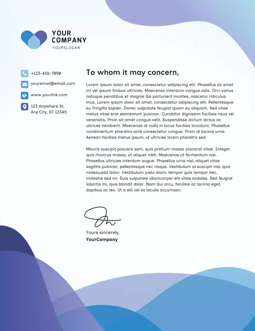 Blue Modern Business Letterhead Document