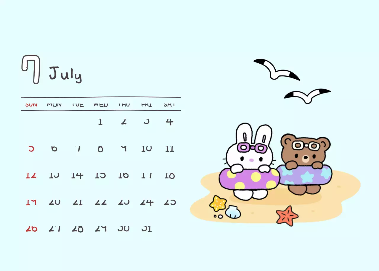 베이지 아기자기한 캘린더 달력