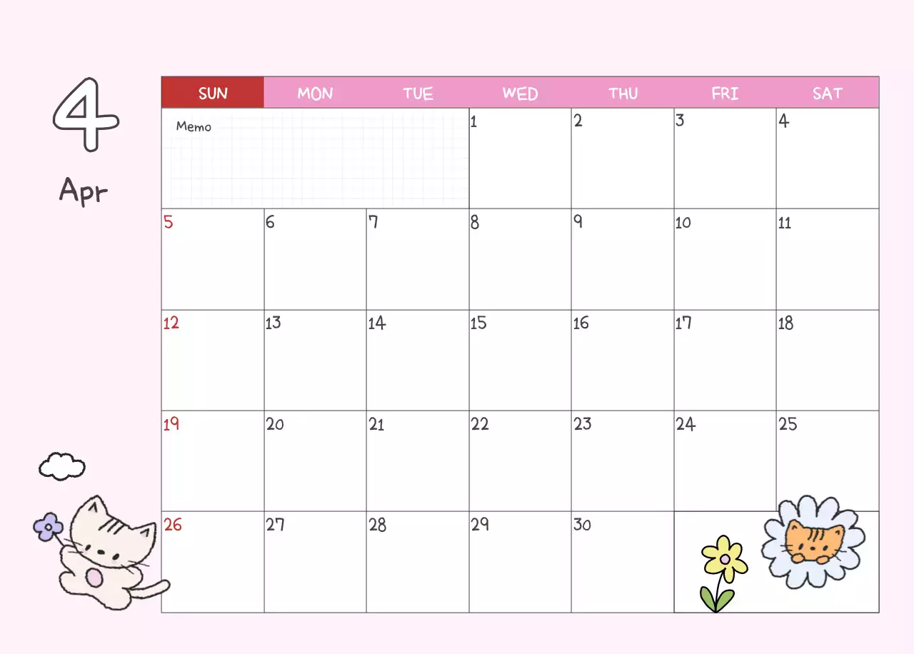 베이지 아기자기한 캘린더 달력