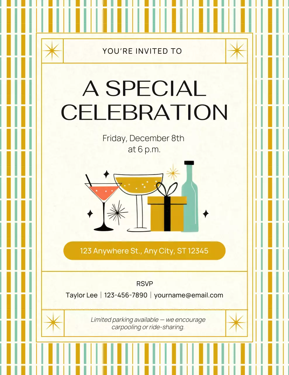 Yellow Retro Celebration Invitation