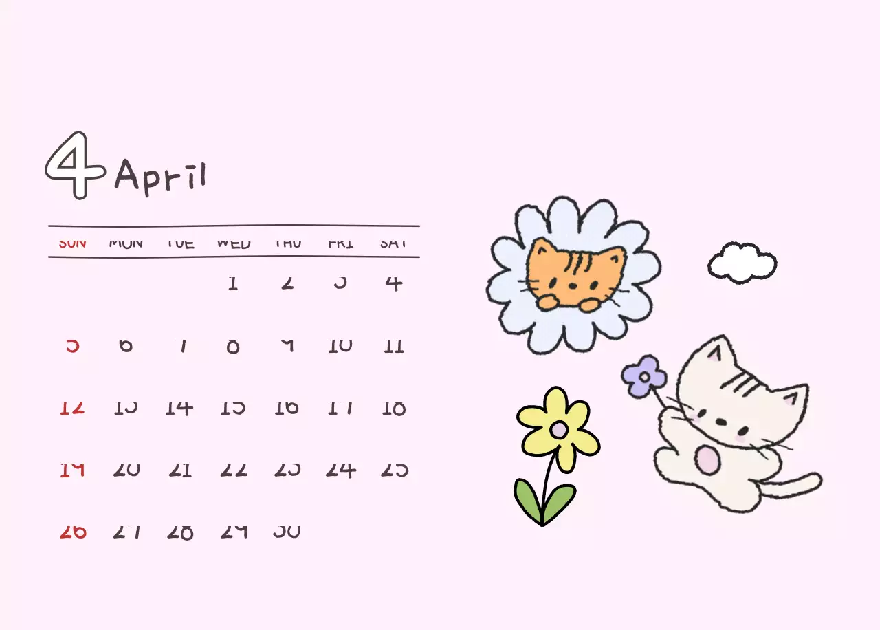 베이지 아기자기한 캘린더 달력