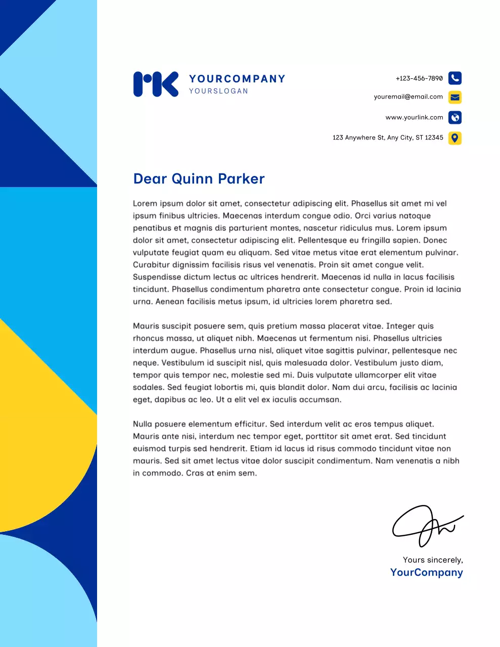 Blue Modern Business Letterhead