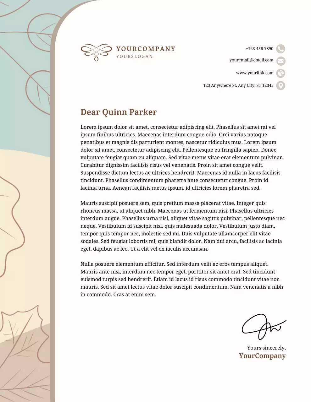 베이지색의 우아한 비즈니스 편지지