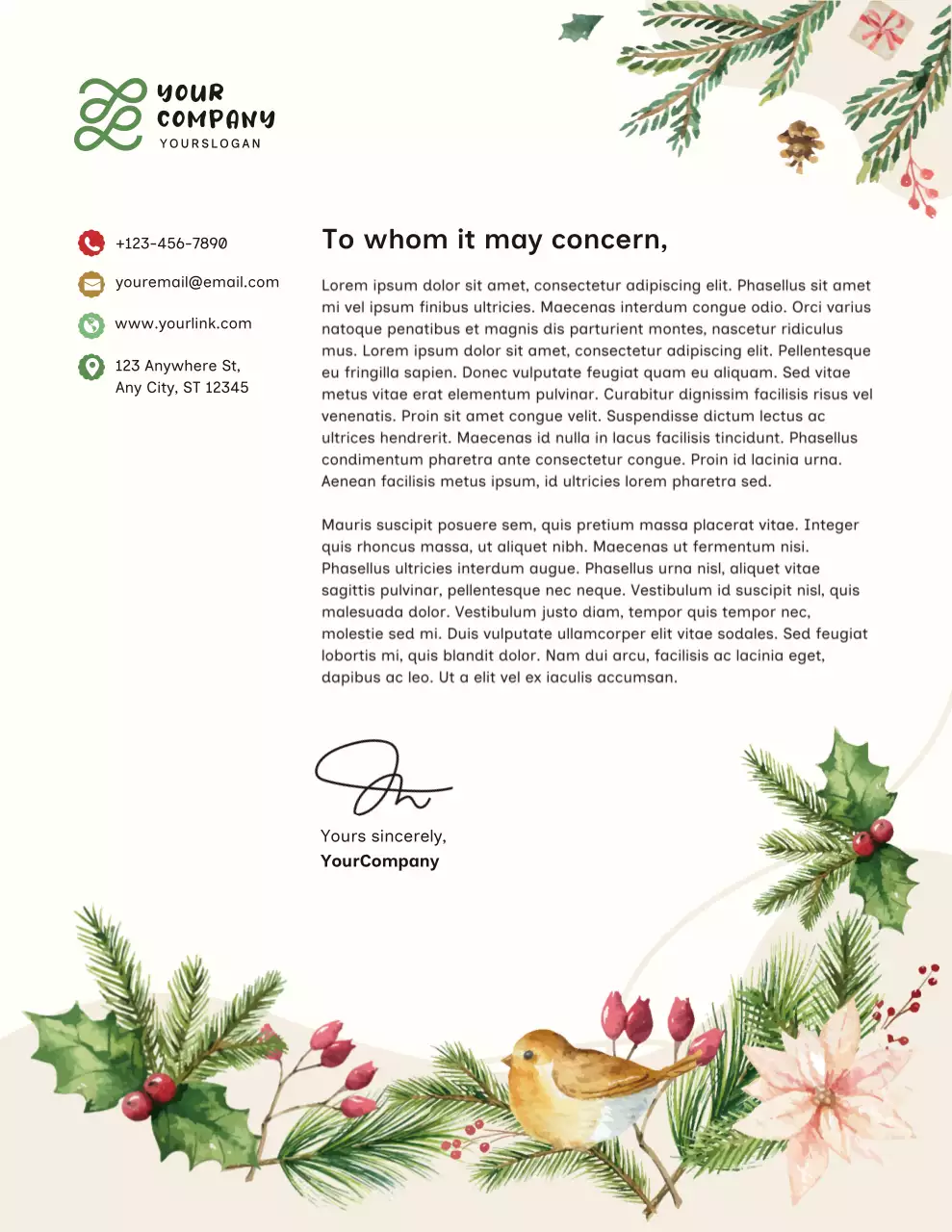 Beige Elegant Holiday Letterhead Cocument