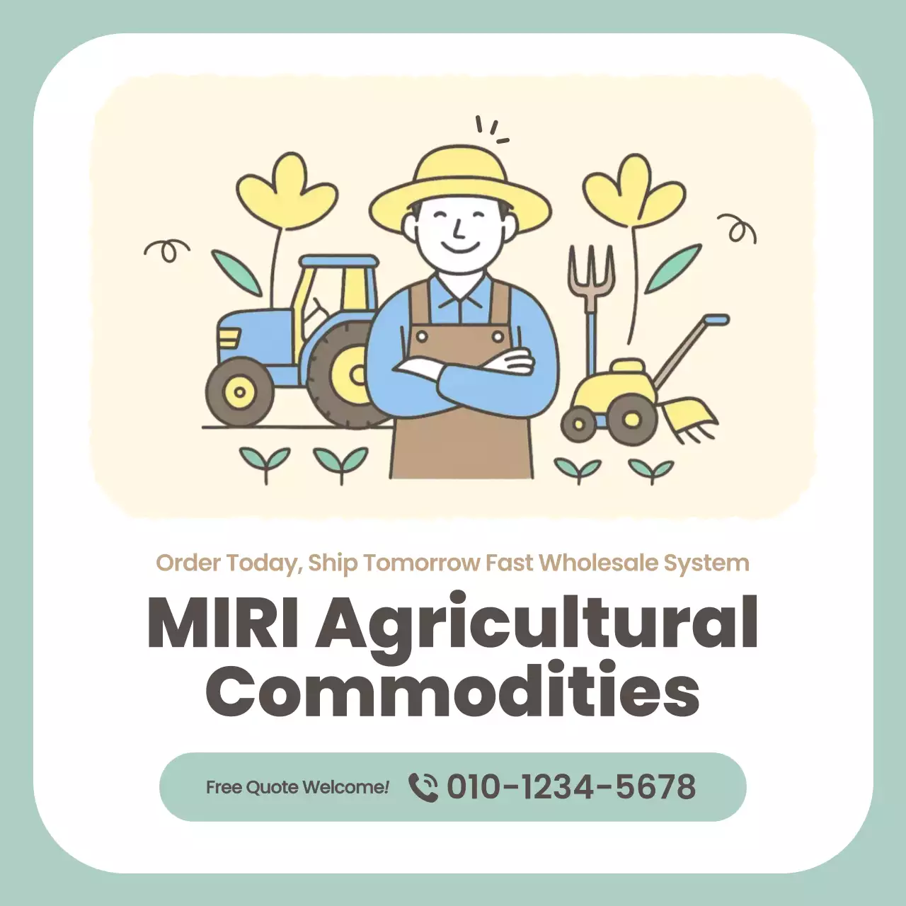 iklan pertanian kartun berwarna krem