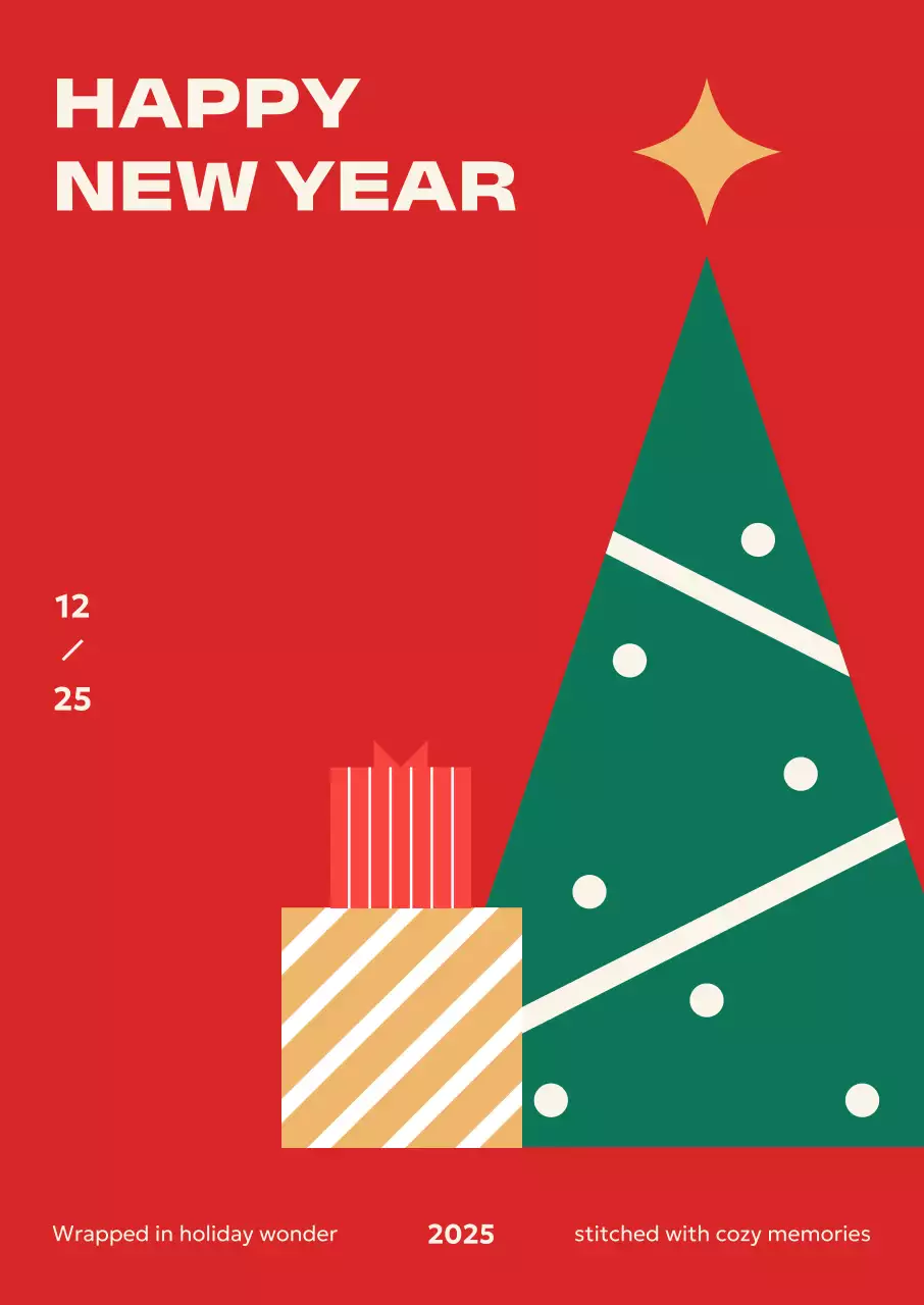 빨강 심플 새해 축제