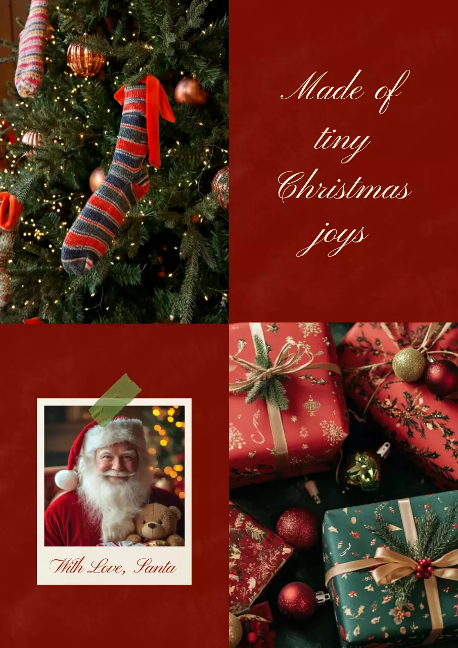 빨강 빈티지 크리스마스 카드