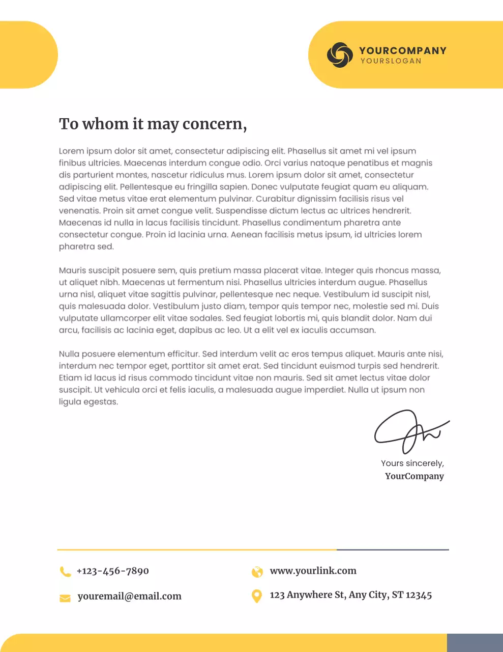 노란색 미니멀리즘 비즈니스 레터헤드