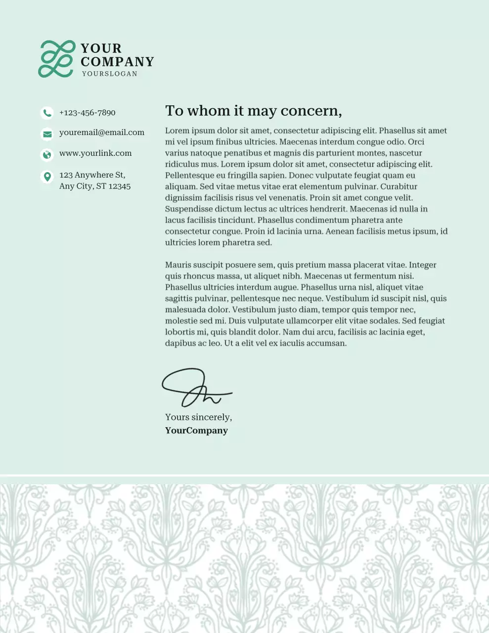 Green Elegant Business Letterhead