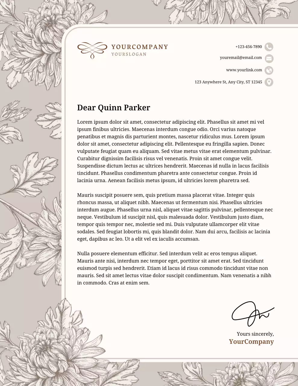 Beige Elegant Business Letterhead