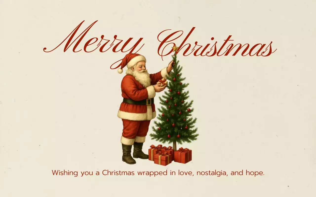 베이지 빈티지 크리스마스 엽서