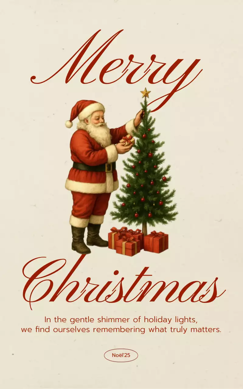 베이지 빈티지 크리스마스 엽서