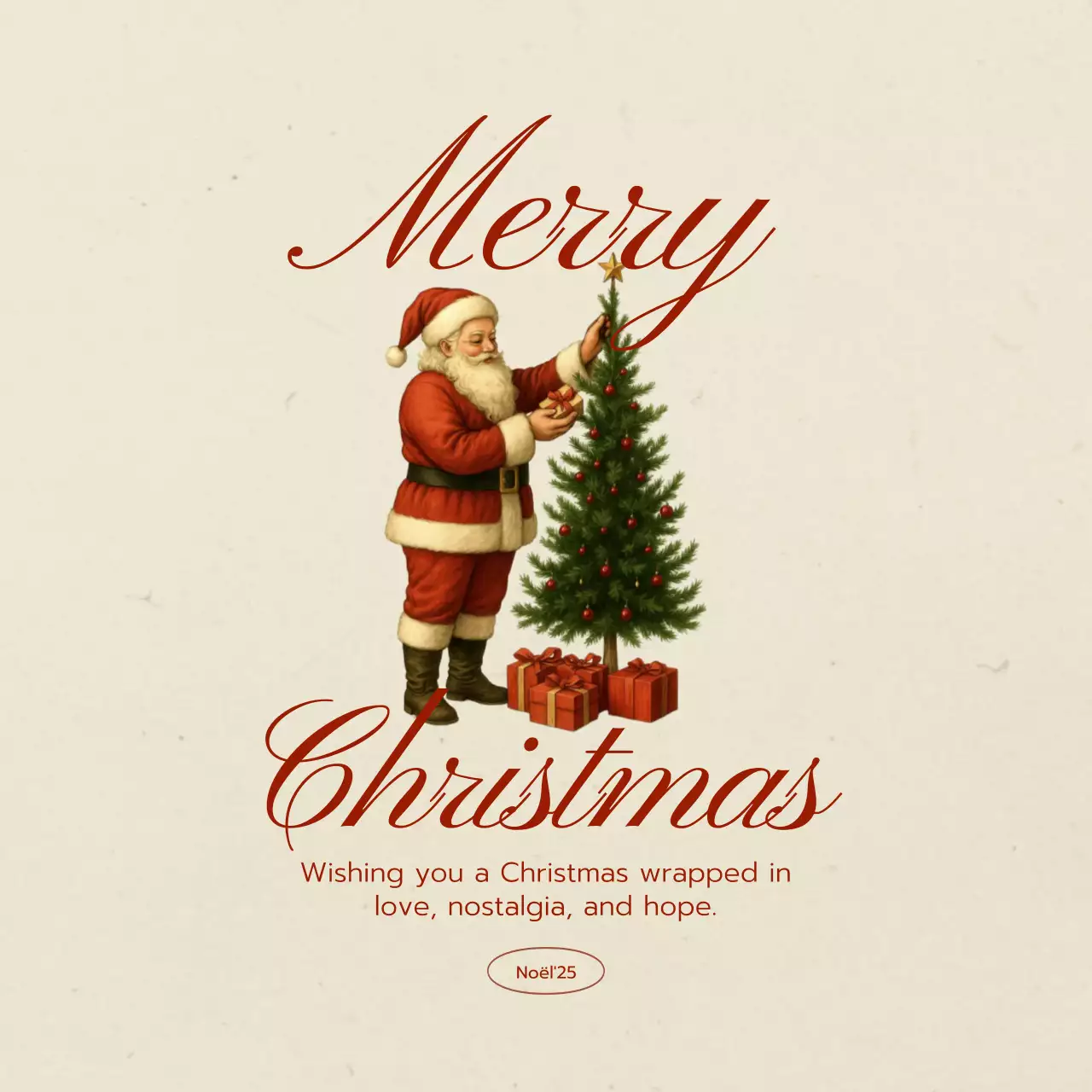 베이지 빈티지 크리스마스 엽서