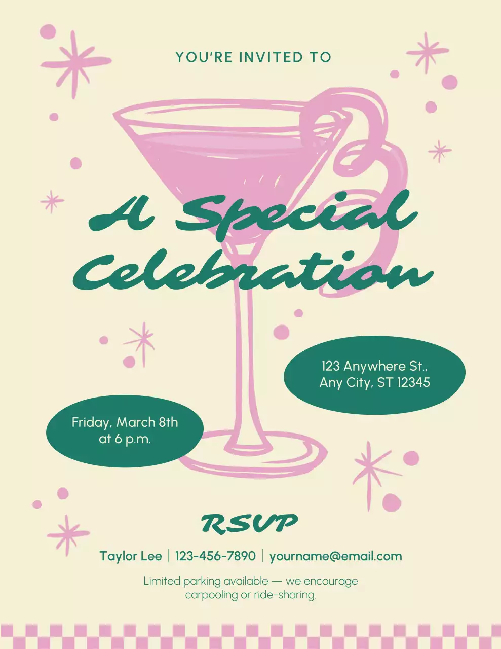 Pink and Beige Retro Celebration Invitation