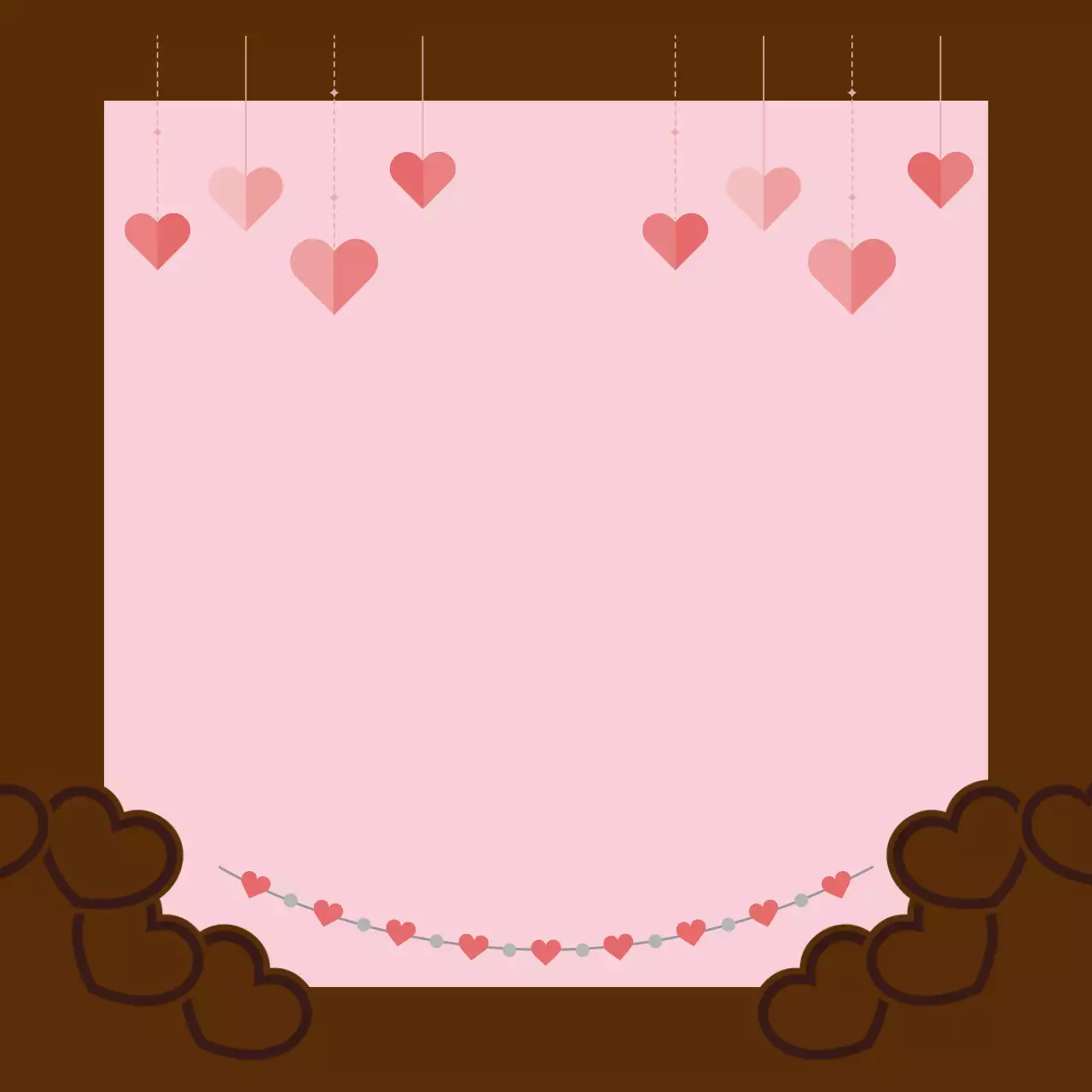 브라운 핑크 하트 초코 프레임