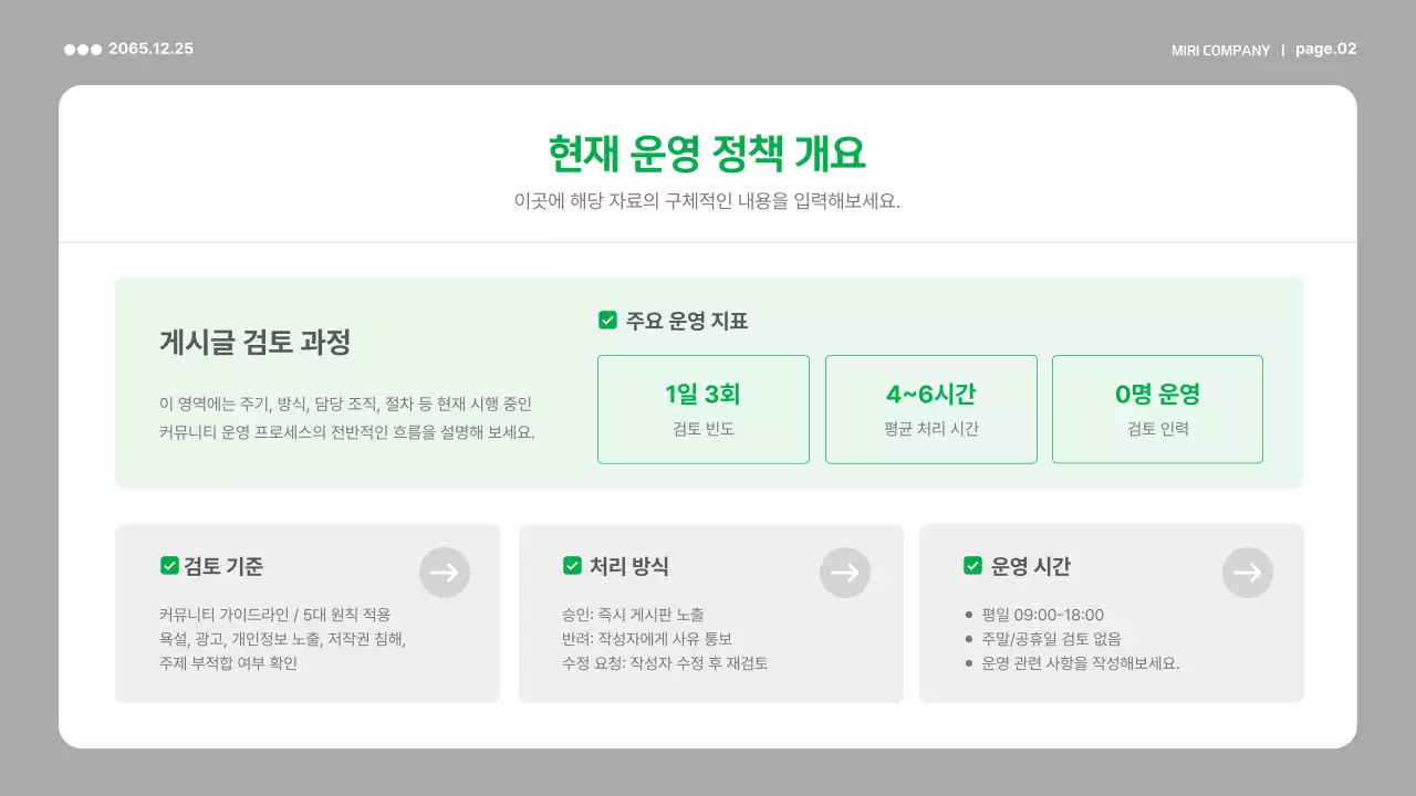 초록 미니멀 정책 보고서 분석