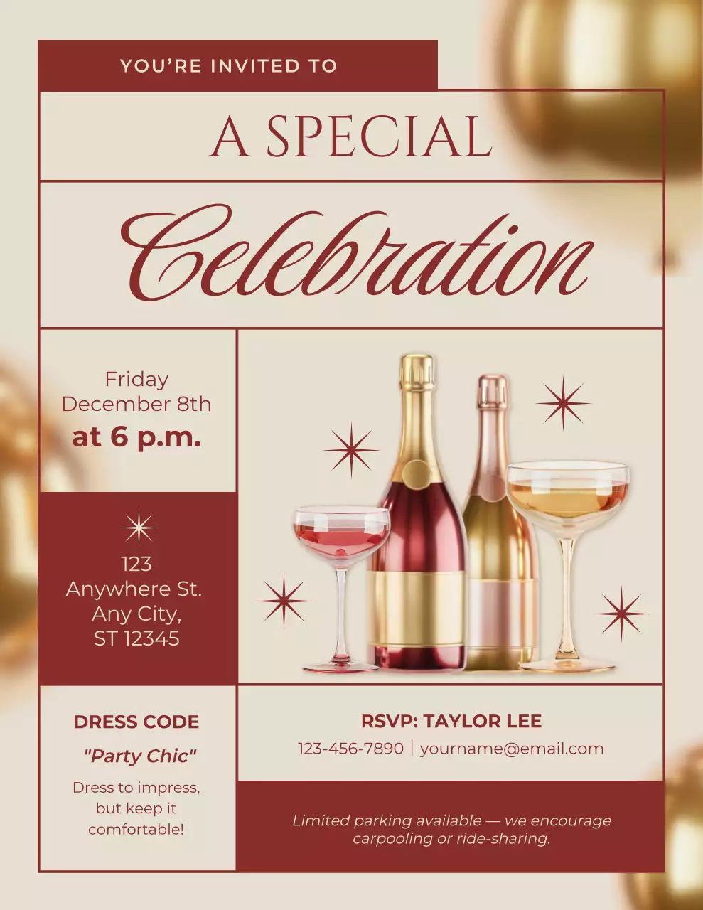 Gold and Brown Elegant Celebration Invitation