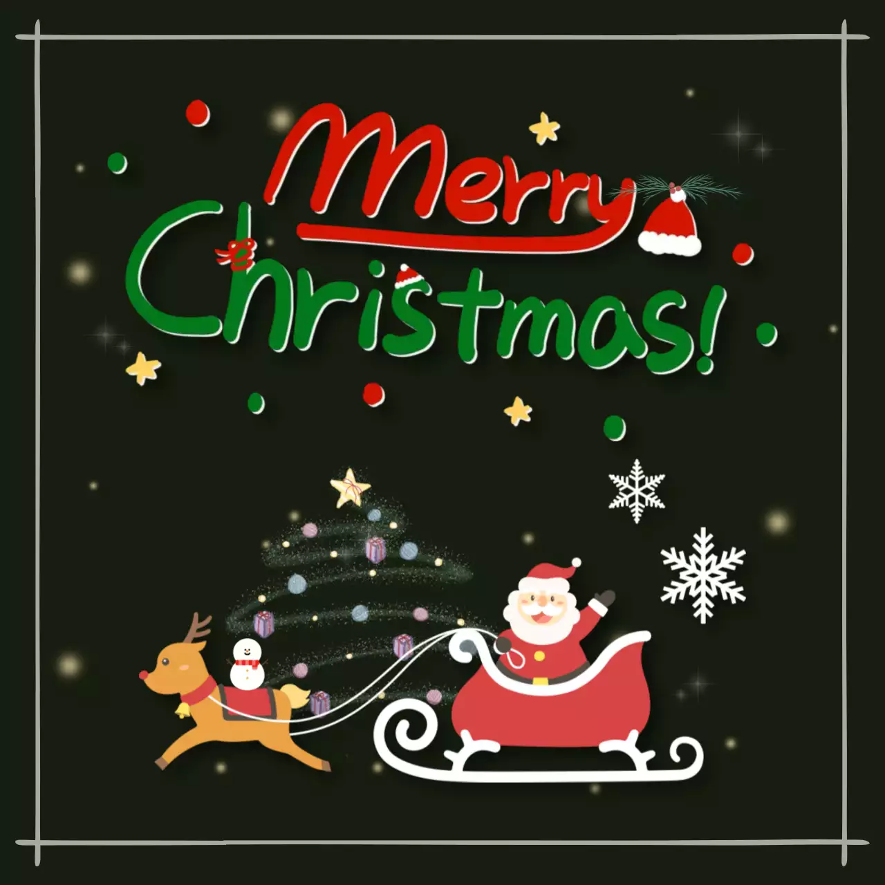 검정 아기자기한 크리스마스 카드