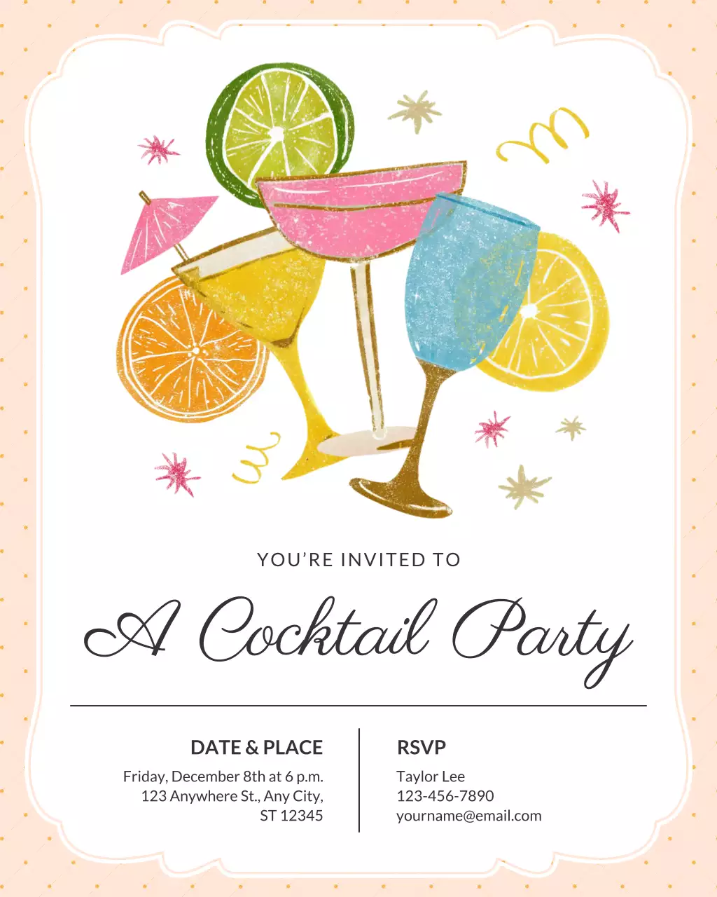 Colourful Retro Cocktail Invitation Instagram Post