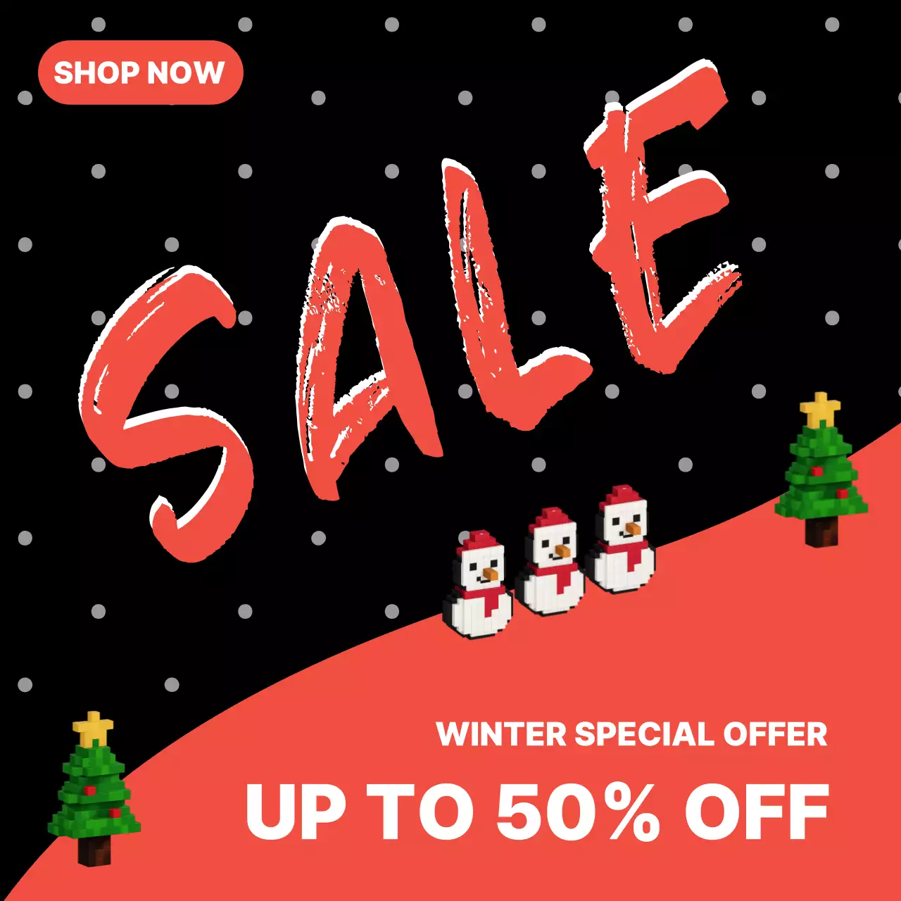 빨강 아기자기한 겨울 세일 안내