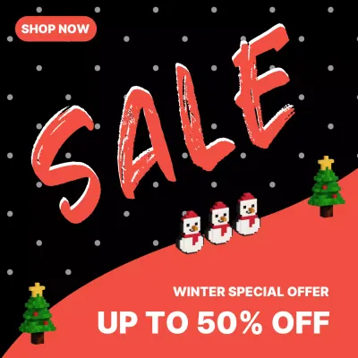 빨강 아기자기한 겨울 세일 안내