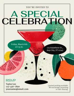 Undangan Perayaan Retro Berwarna-warni