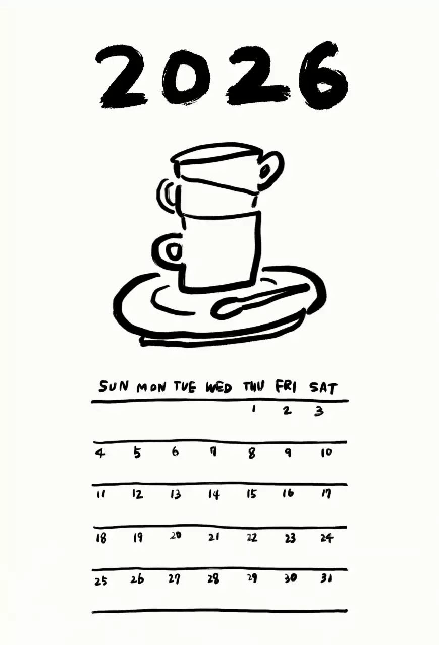 흑백 미니멀 캘린더 달력