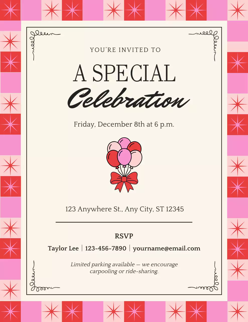 Pink Vintage Celebration Invitation