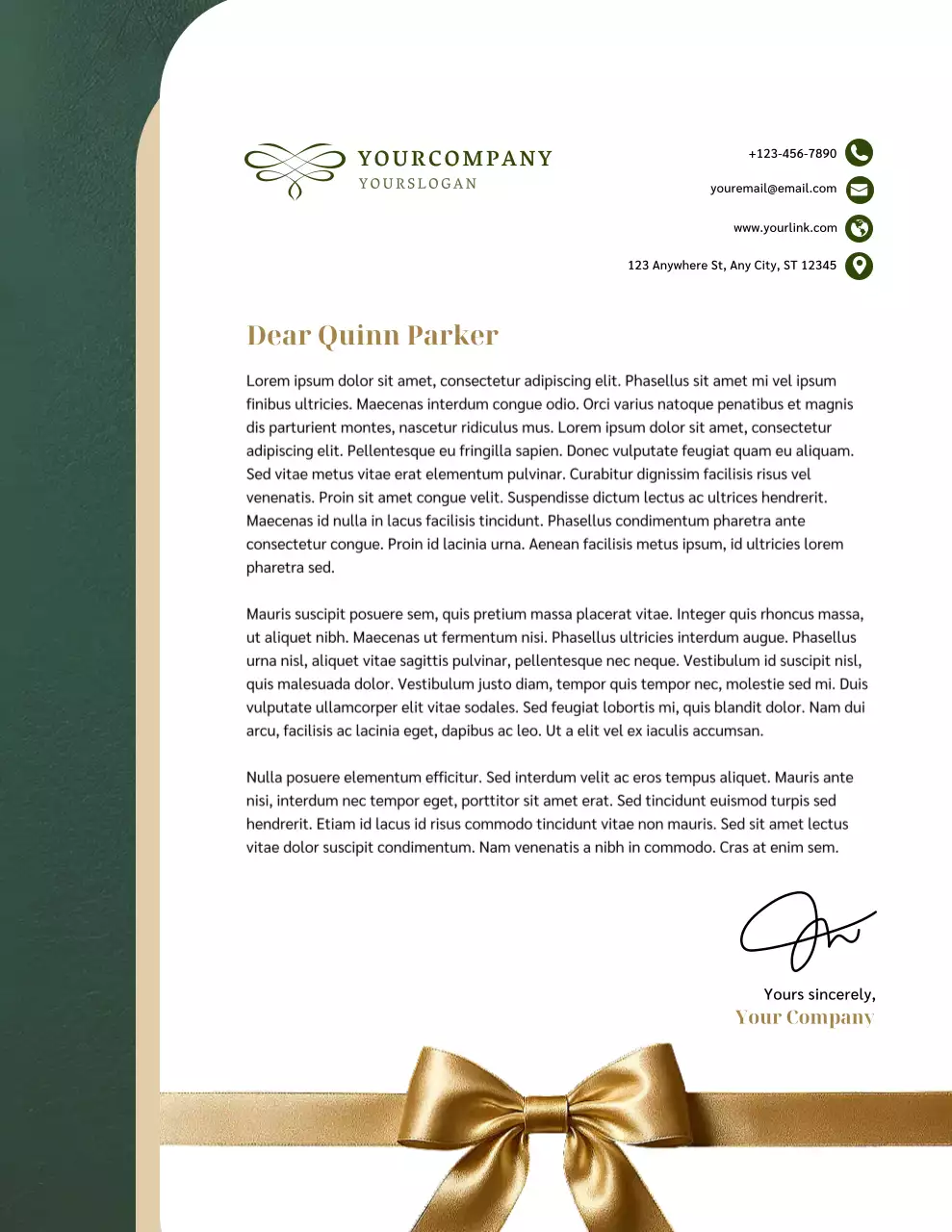 Green Elegant Business Letterhead