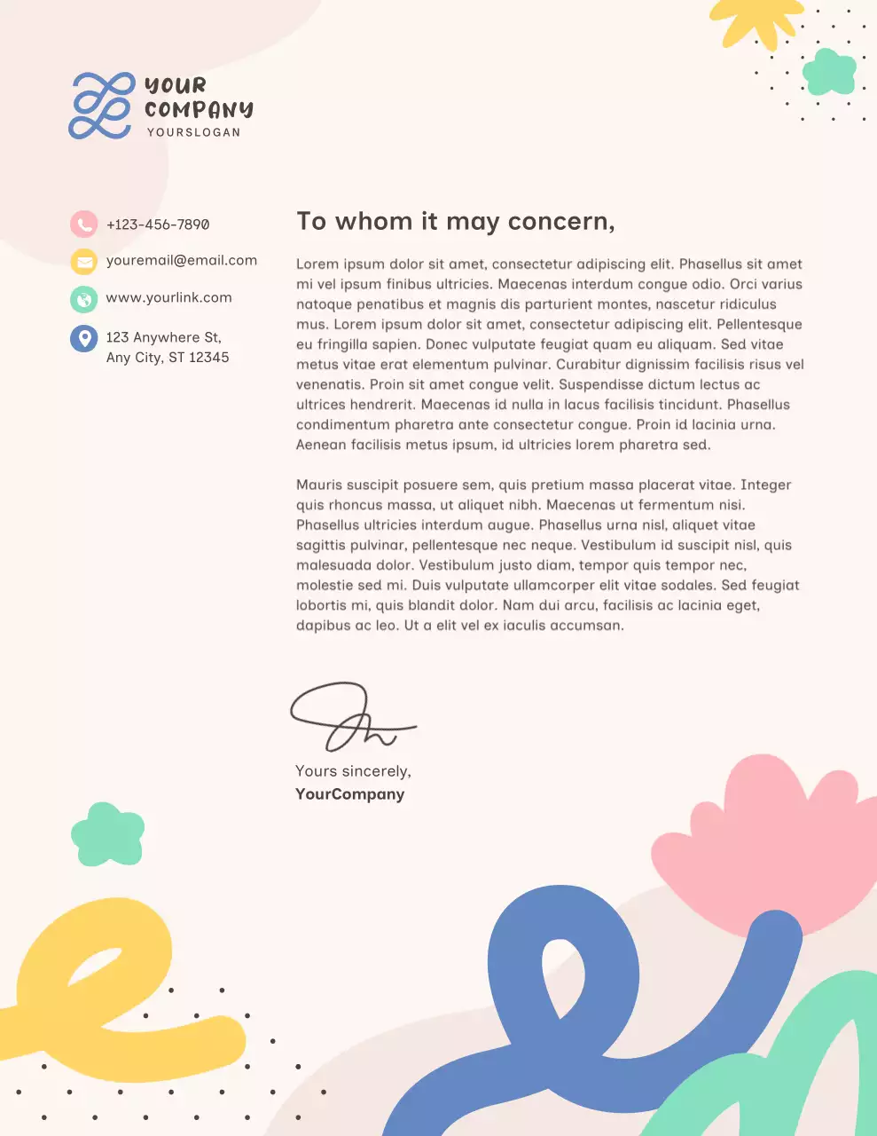 Colorful Modern Company Letterhead