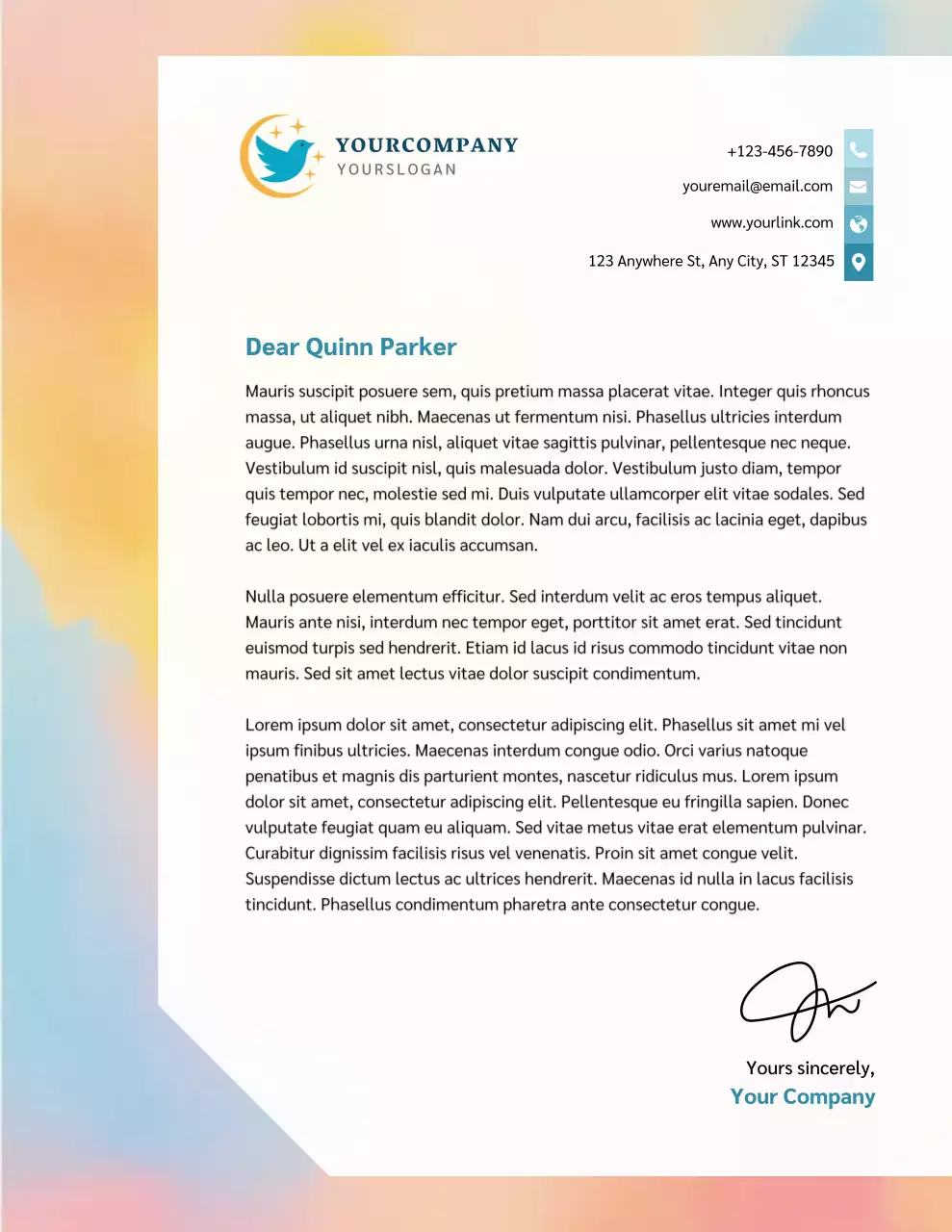 Rainbow Professional Business Letterhead