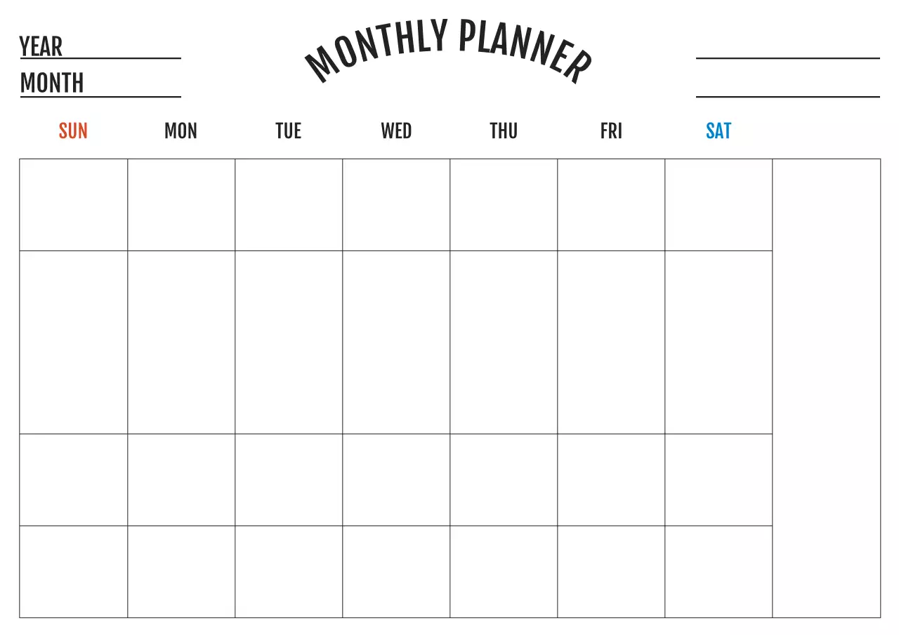 블랙앤 화이트 심플 월간 계획표