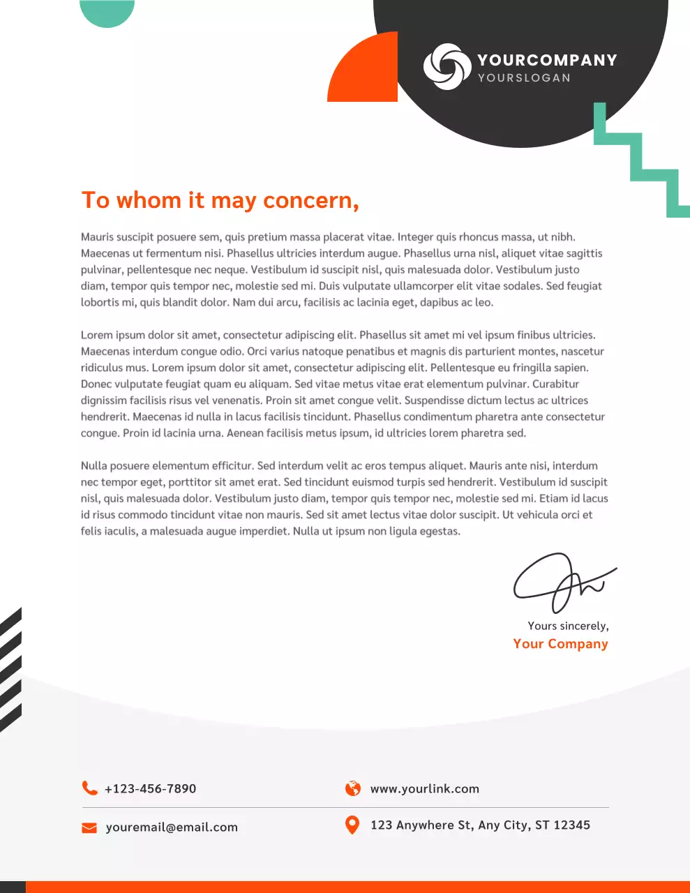 Orange Modern Business Letterhead
