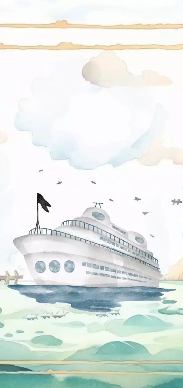 blue artistic cruise invitation