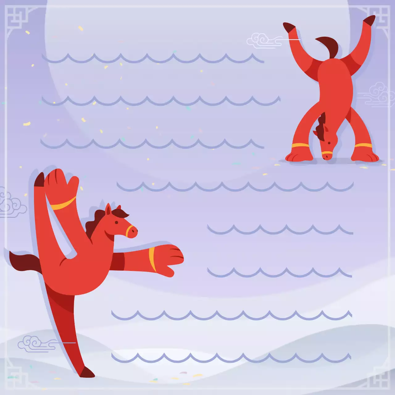 연보라 아기자기한 붉은말 캐릭터