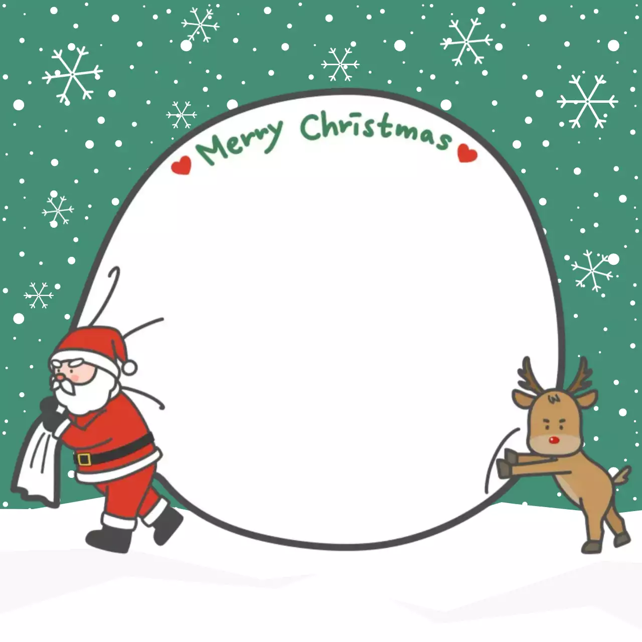 초록 아기자기한 크리스마스 산타