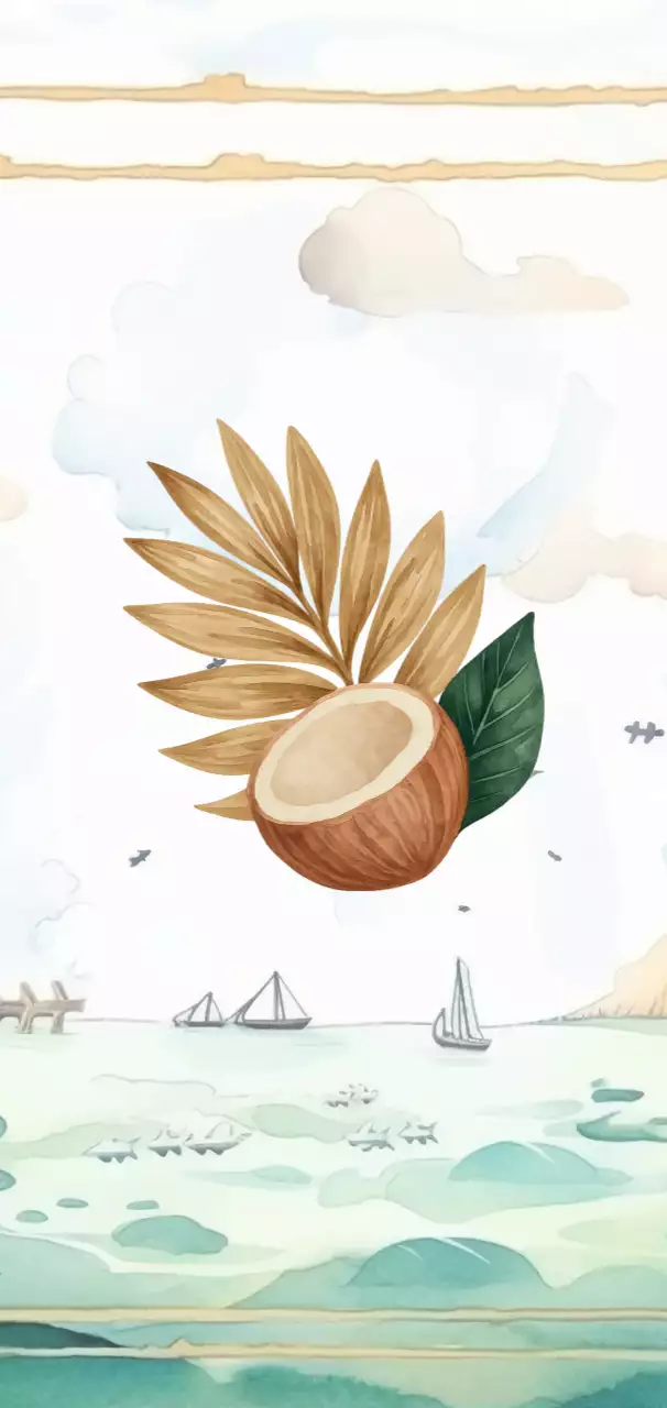 beige tropical coconut invitation