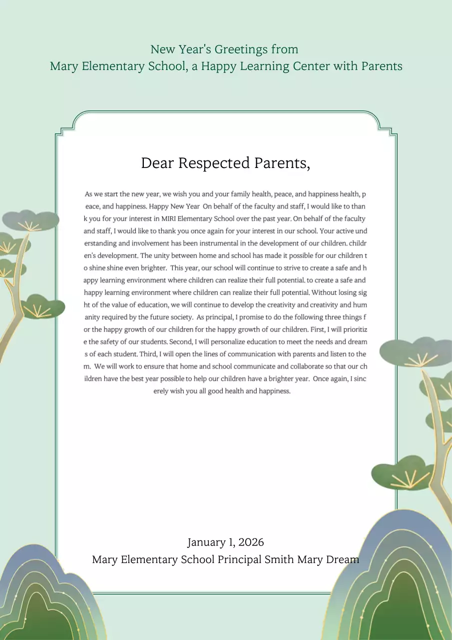 Thư chúc mừng năm mới truyền thống màu be