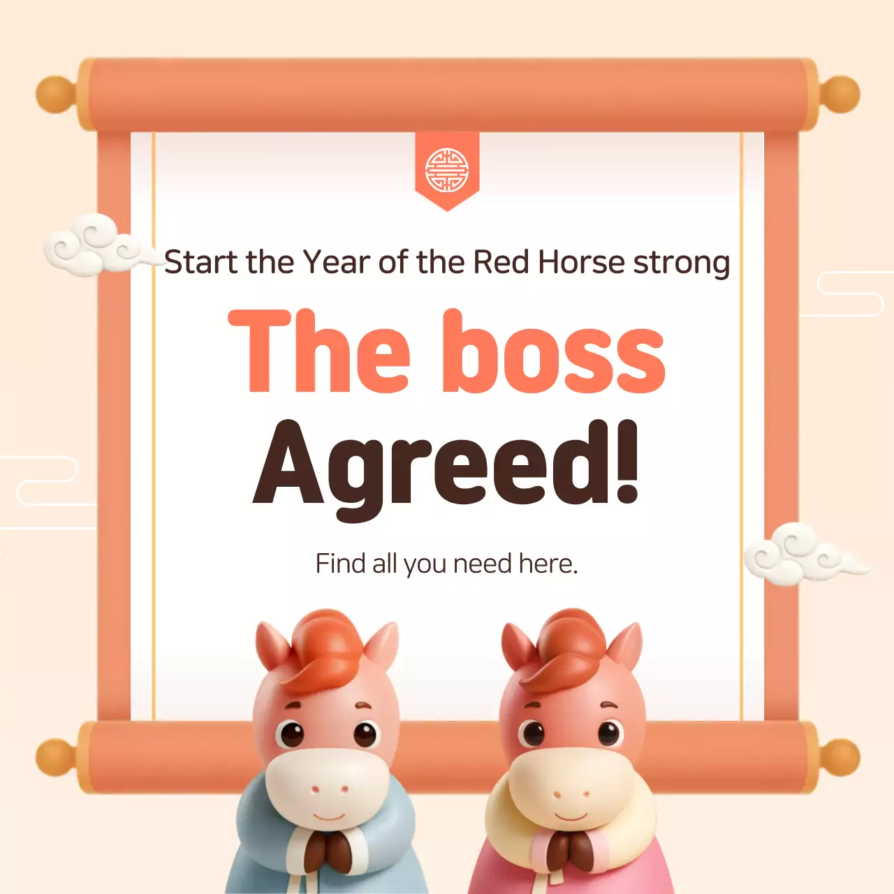 Beige Traditional New Year's Greetings